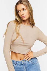 Ribbed Knit Long-Sleeve Crop Top | Forever 21 | Forever 21 (US)