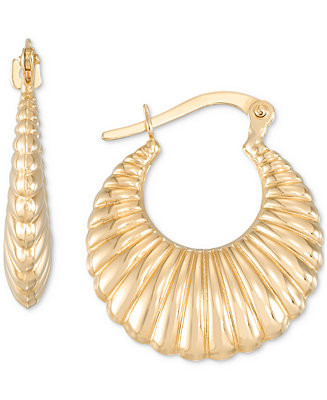 Shrimp Textured Hoop Earrings in 10k Yellow Gold | Macy's