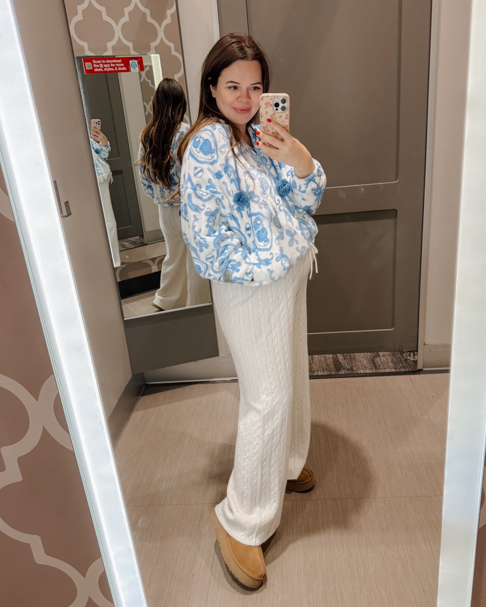 The comfiest outfit! Love this Grinch sweater! 🩵🤍 Wearing size XL. 28 weeks pregnant, 5’3”. 

#LTKSeasonal #LTKHoliday #LTKGiftGuide