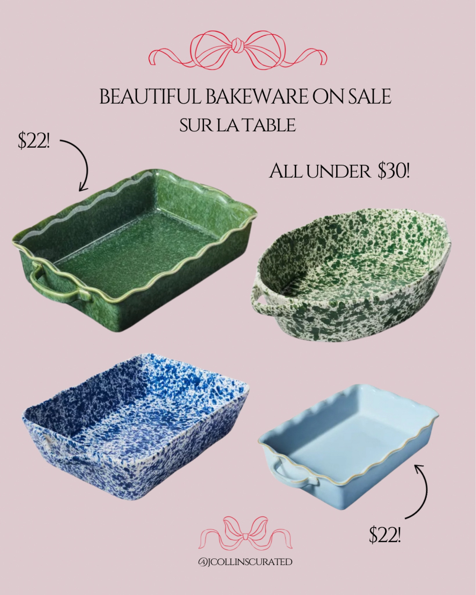 Beautiful bakeware from sur la table, ruffles, scallops, hosting, Christmas table 

#LTKsalealert #LTKhome #LTKSeasonal