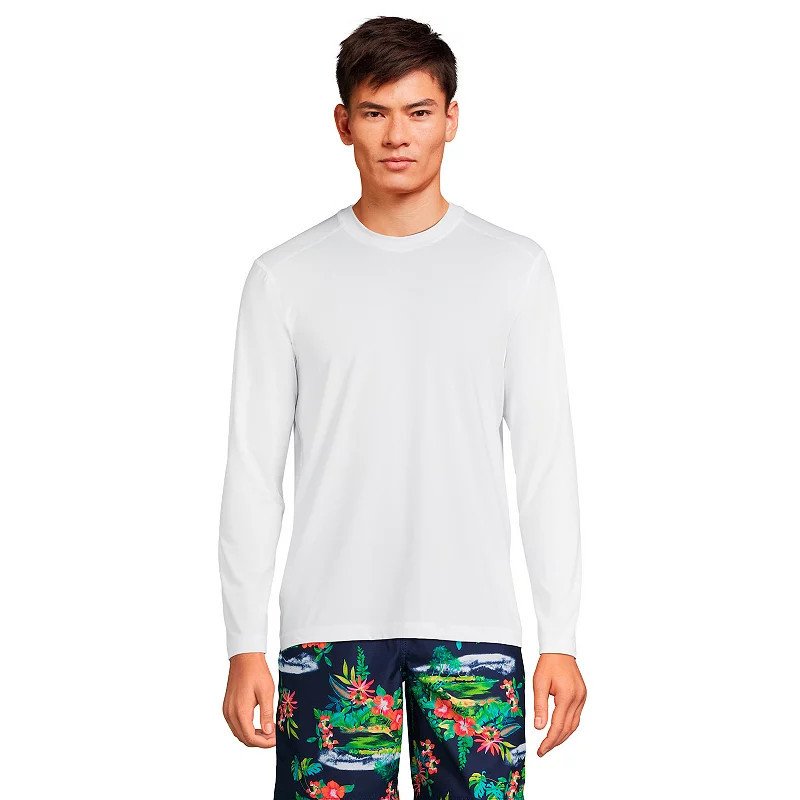 Men's Lands' End UPF 50 Long Sleeve Swim Shirt, Size: Large, White | Kohl's