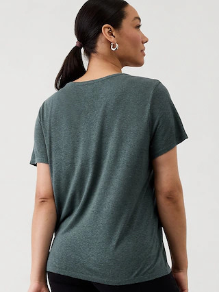 Getaway Linen Blend V-Neck Tee | Athleta