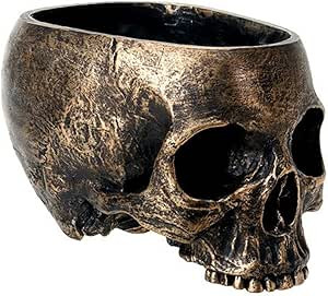 SUMMIT COLLECTION Bronze Resin Halloween Skull Candy Bowl Planter Dish Statue Sculpture Skeleton | Amazon (US)
