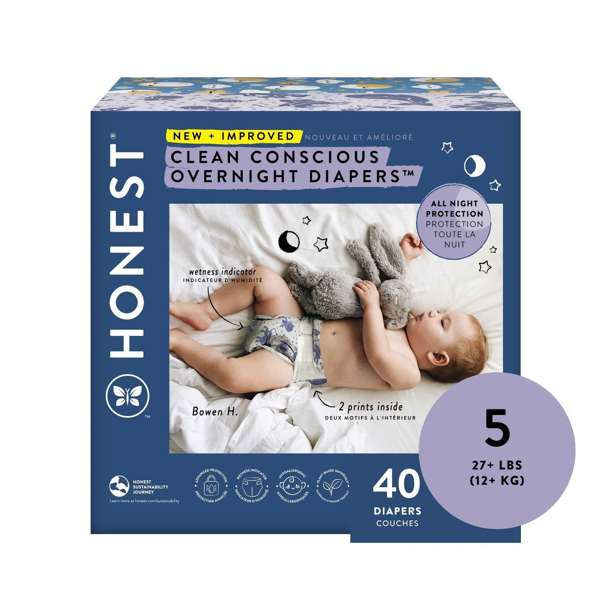The Honest Company Clean Conscious Disposable Overnight Diapers Cozy Cloud + Star Signs  - (Selec... | Target