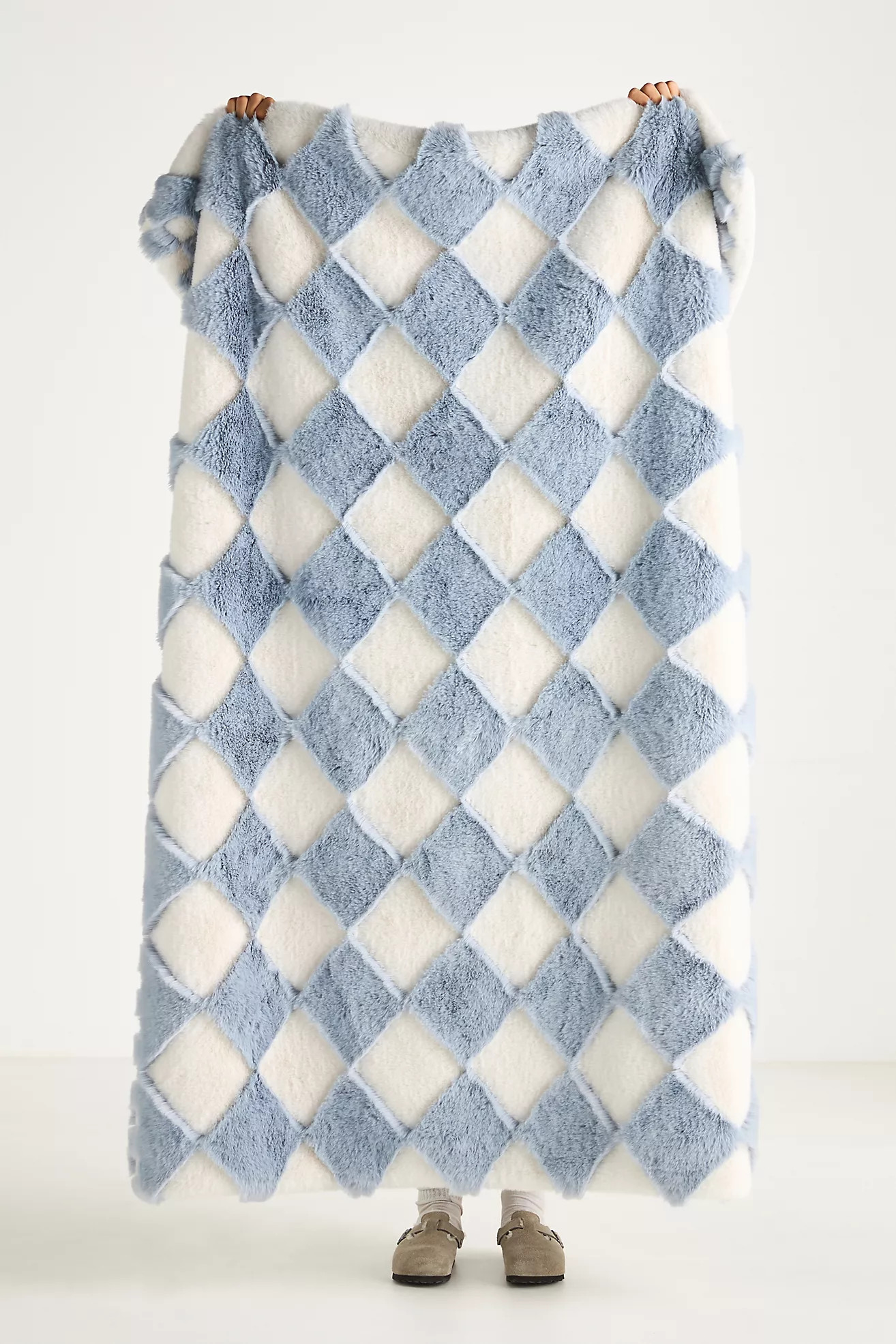Chella Checkered Faux Fur Throw Blanket | Anthropologie (US)