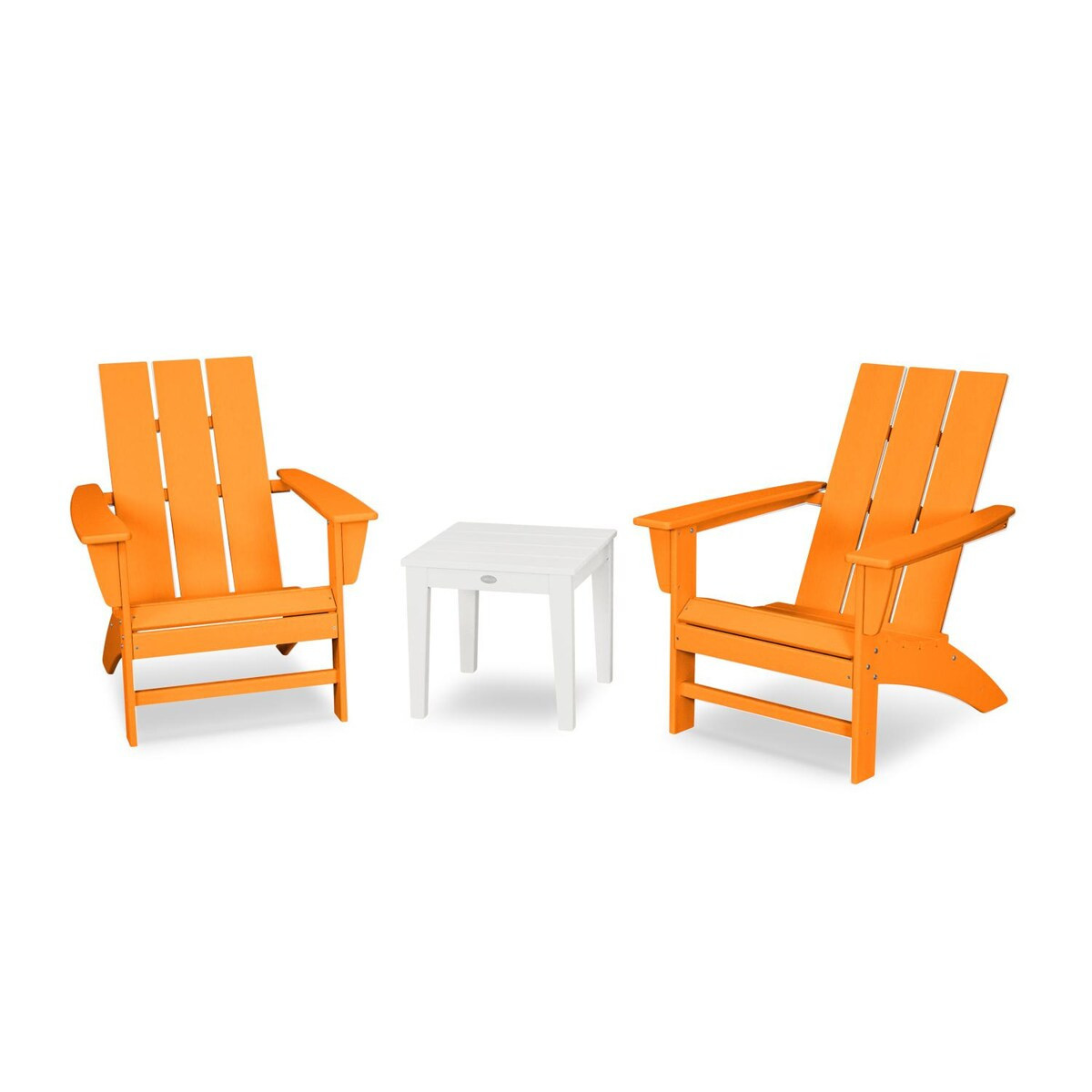 POLYWOOD Modern Adirondack 3 Pc Recycled Plastic Seating Set in Tangerine by - PWS502-1-10452 | BBQ Guys