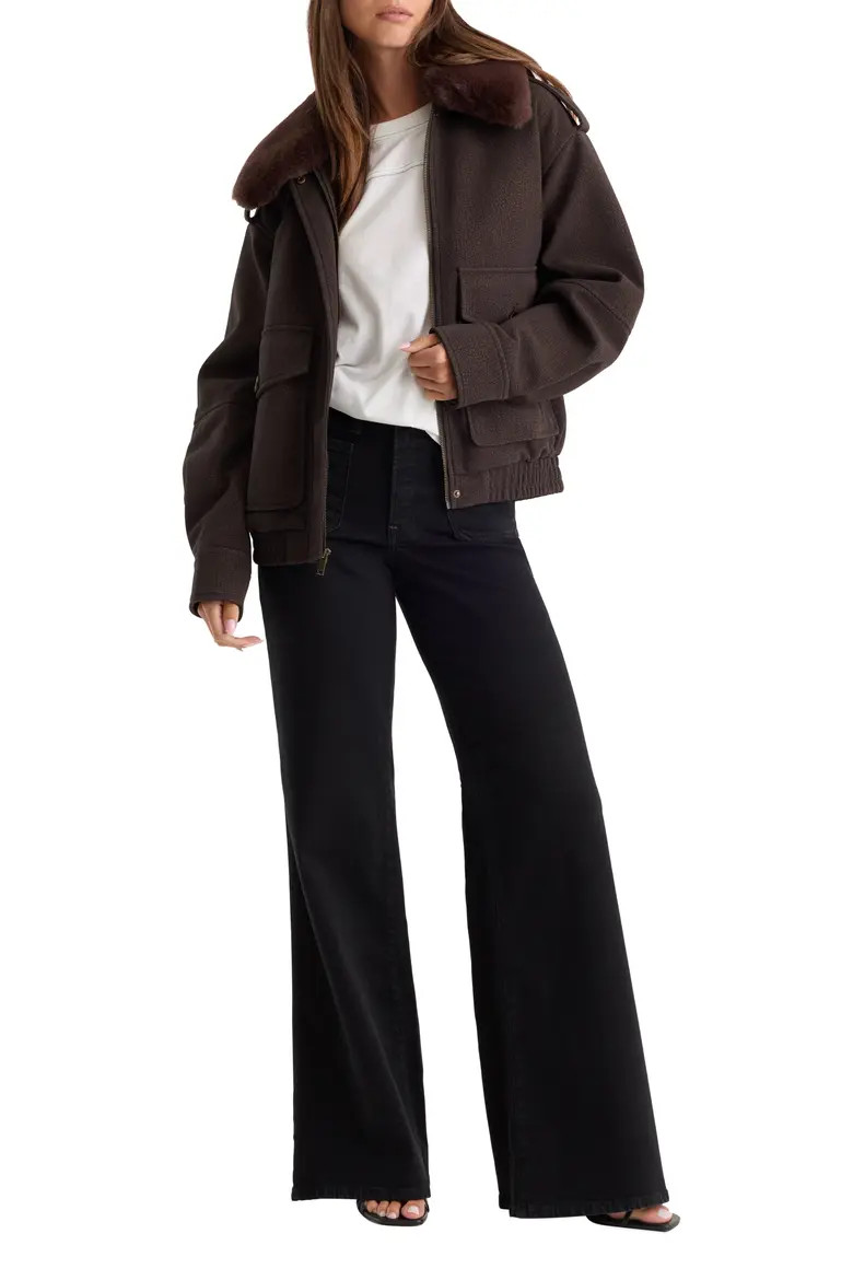 Good American Soft-Tech Good Legs Palazzo Jeans in Black001 at Nordstrom, Size 18W | Nordstrom