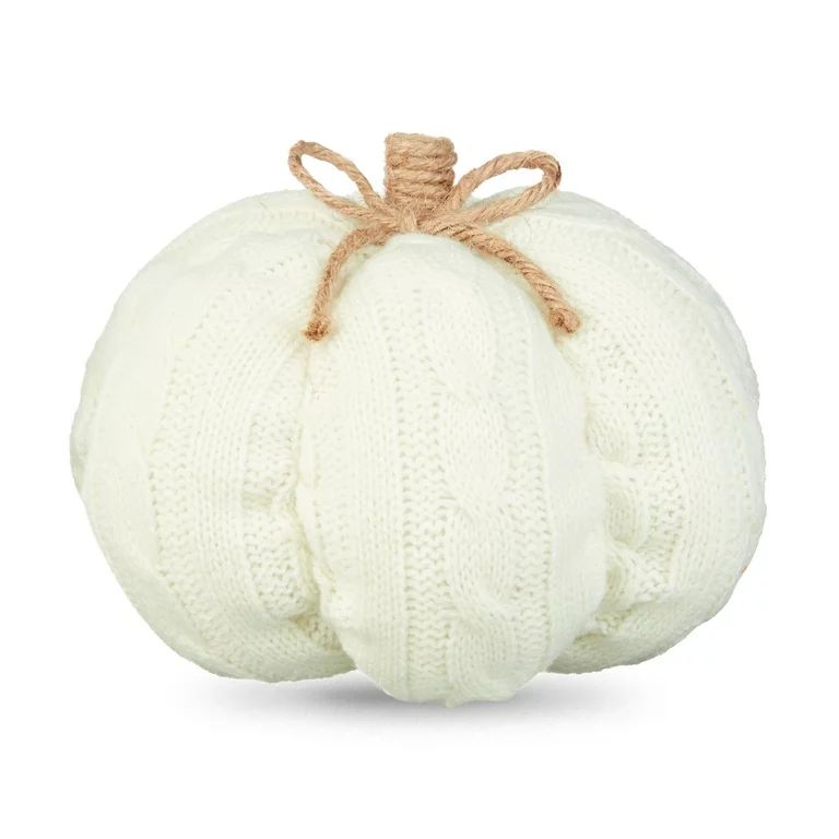 Way to Celebrate Harvest 6IN Cream Knit Pumpkin Decoration - Walmart.com | Walmart (US)