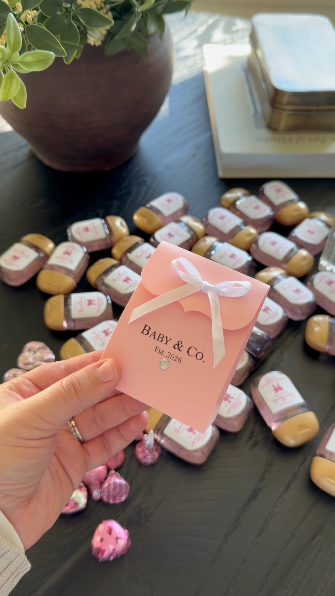 I wanted our baby shower favors to feel personal, sweet, and intentional … so I paired the cutest Etsy favor boxes with custom labeled Bath & Body Works hand sanitizers and some valentines chocolate 💝

Simple details that make guests feel thought of while keeping it budget friendly. 

Save this idea for your baby shower ❤️🩷🤍
.
.
.
.
.
.
.
.
.
.
#babyshower #girlbabyshower #alittlesweetheartisontheway #bathandbodyworks #babyshowerfavors

#LTKvlog #LTKmomlife #LTKKids
