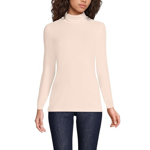 Lands' End Womens Long Sleeve Shaped LWCM Turtleneck Pink Opal Regular Small | Amazon (US)