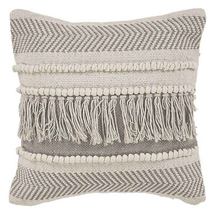 Beige Comfort Fringe Pillow | Kirkland's Home