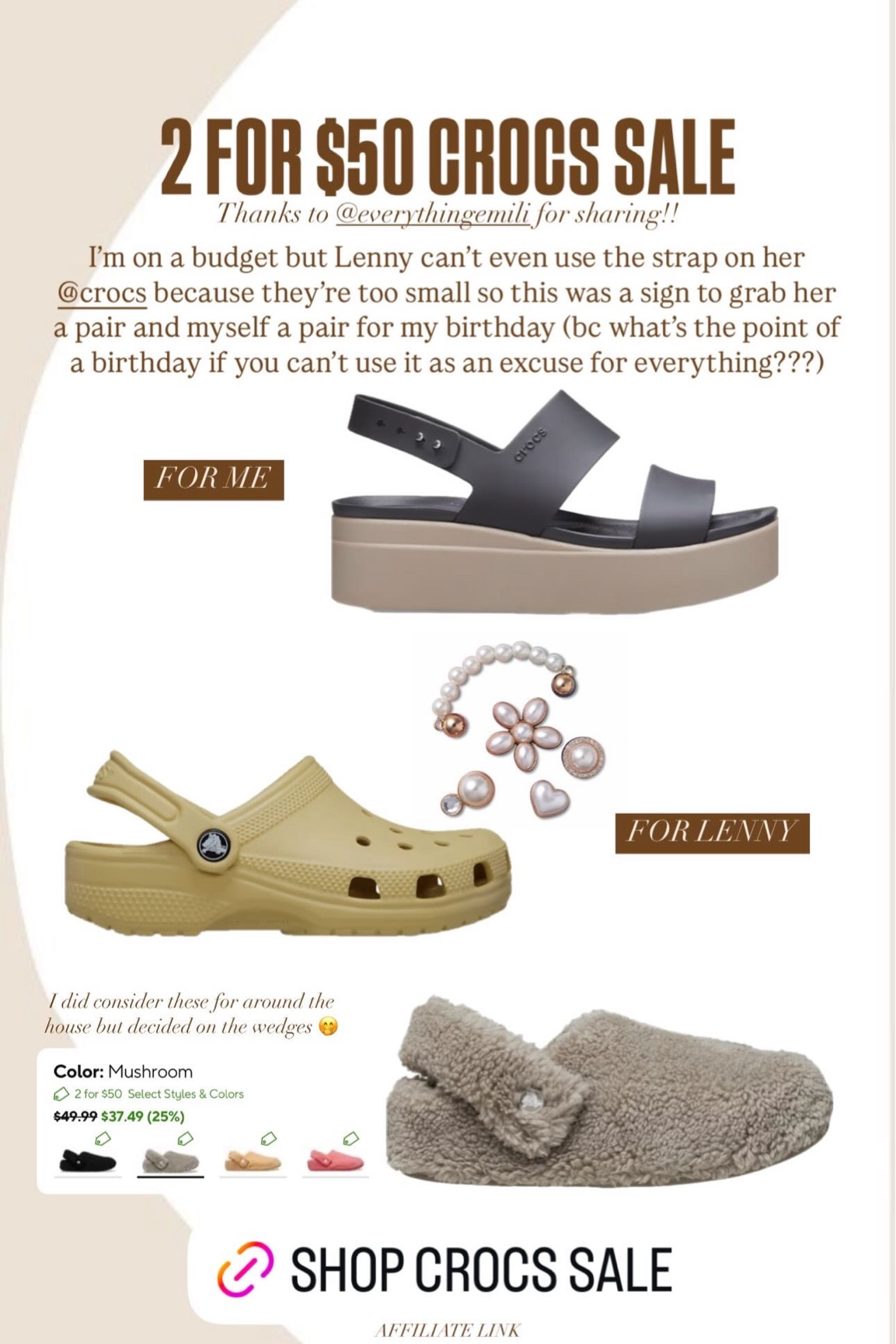 What I grabbed from the Spring Crocs sale! A pair of platform wedges for myself and a pair of neutral crocs for my daughter with adorable charms! This is the perfect time to grab some crocs for Easter baskets!

Easter baskets, Easter gift, spring shoes, summer shoes, vacation shoes, shoe sale, toddler shoes, women’s shoes

#LTKSaleAlert #LTKShoeCrush #LTKFamily