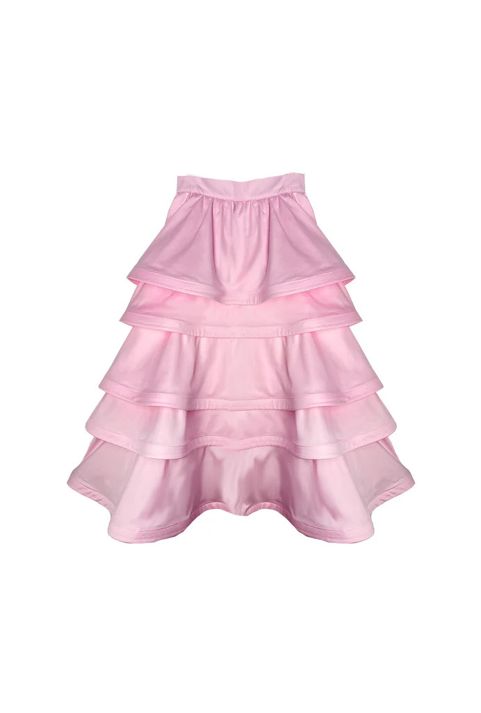MIDI Teagan Skirt - Light Pink Cotton Sateen | Shop BURU