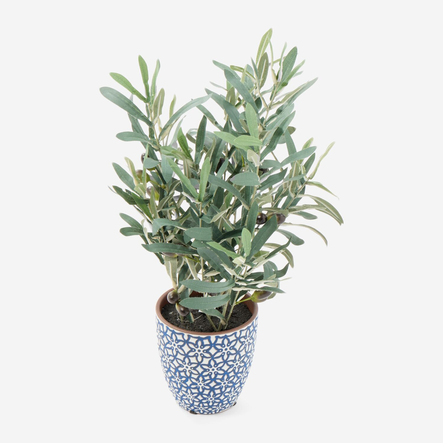 Green Artificial Olive Plant In Ceramic Pot 51x23cm | TK Maxx