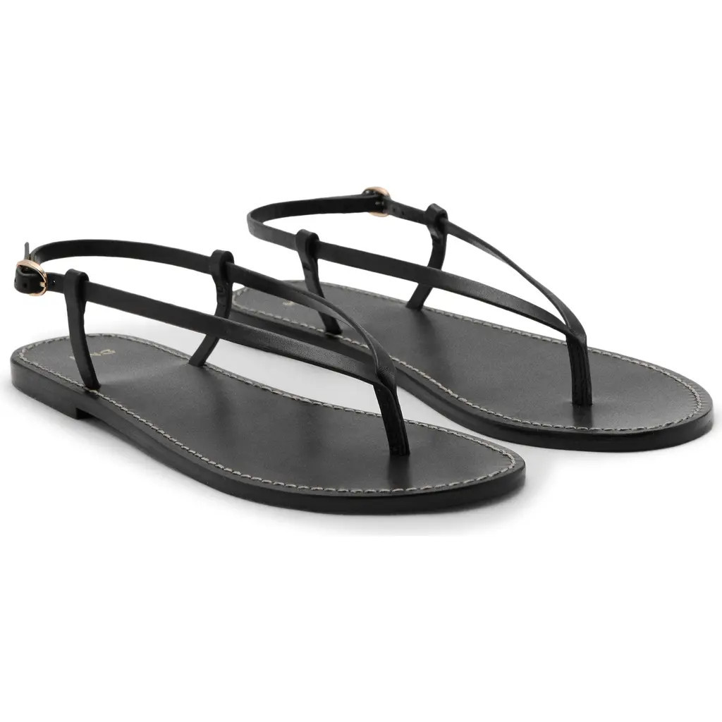 MANGO Ankle Strap Thong Sandal in Black at Nordstrom, Size 41 | Nordstrom