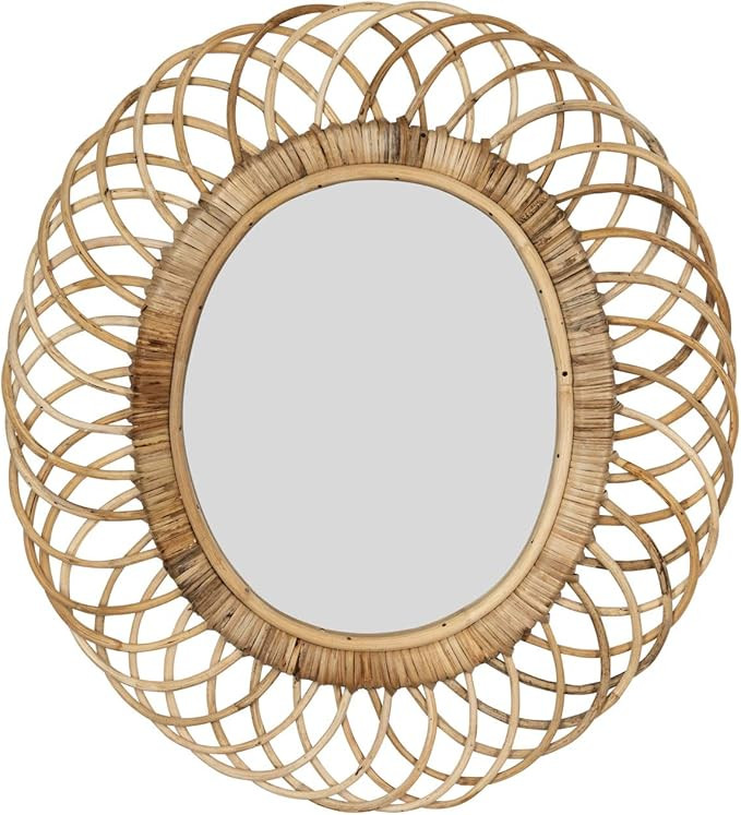 Creative Co-op Oval Woven Bamboo Wall Mirror, Brown | Amazon (US)