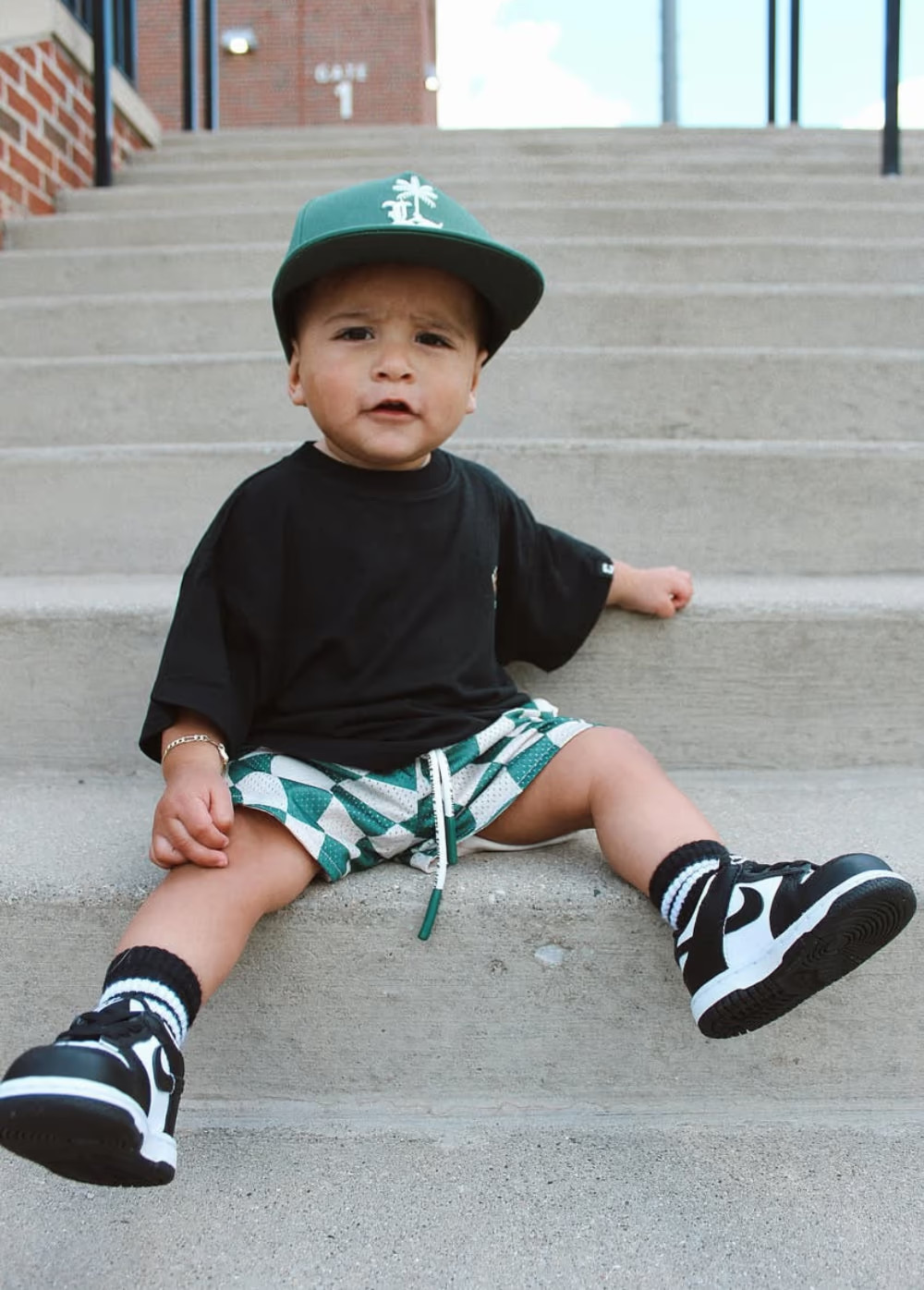 Green Checker Basketball Shorts | Little Trouble