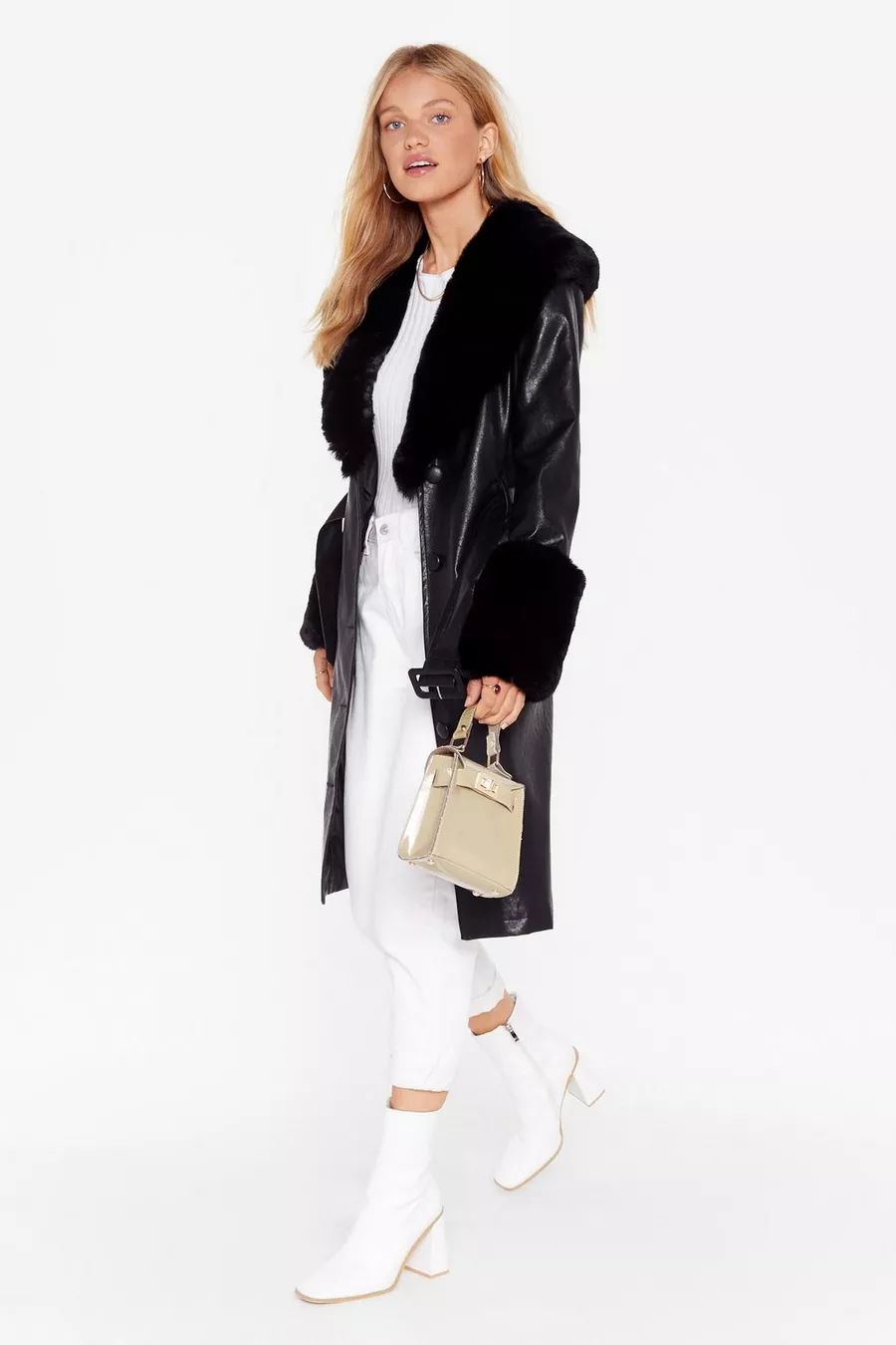I'm That Girl Faux Fur Collar Trench Coat | Nasty Gal US