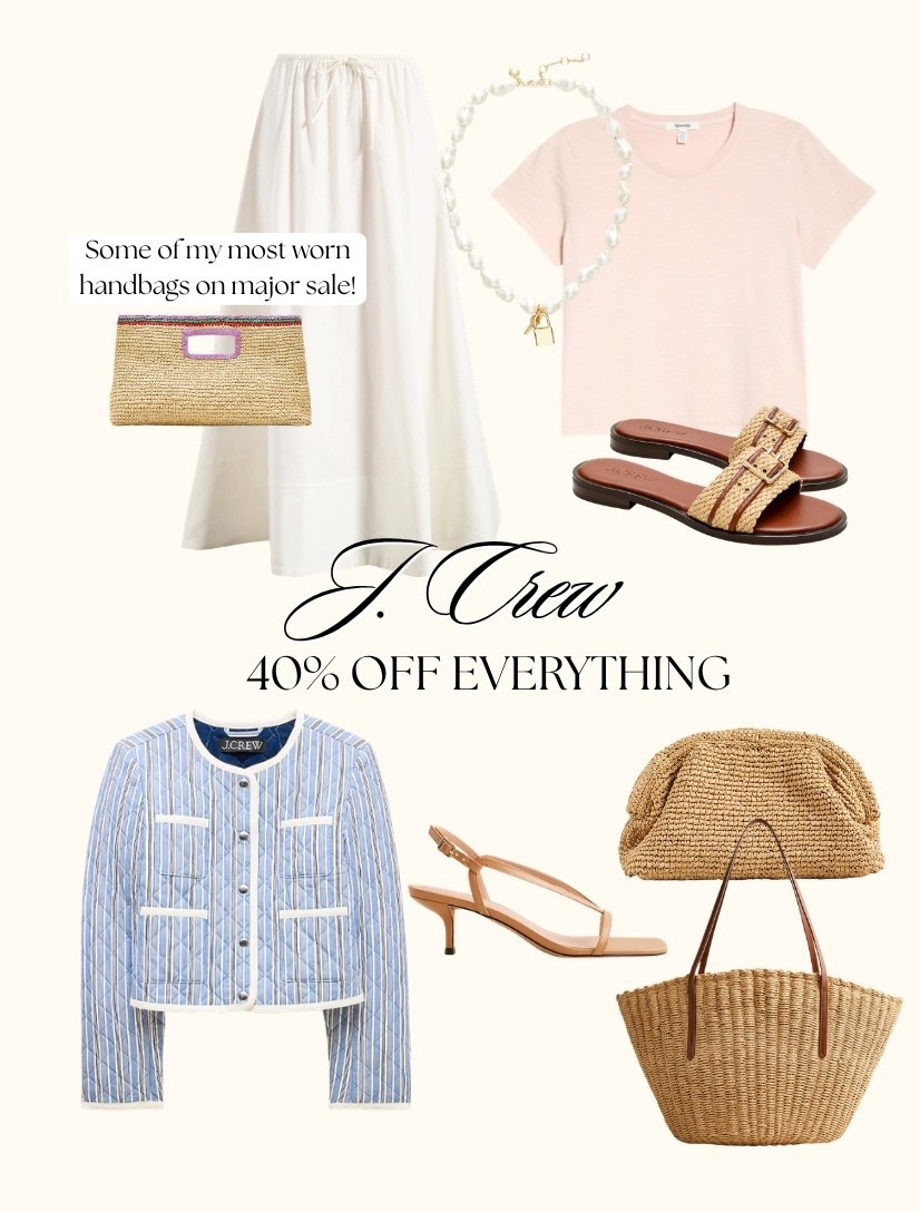 Favorite J.Crew sake! 40% off 
Some of my most-worn raffia bags are on sale. Plus, I wear this necklace several times a week 
I also found that this jacket runs a little small—more items linked below. 

@jcrew

#LTKOver40 #LTKPetite #LTKSaleAlert