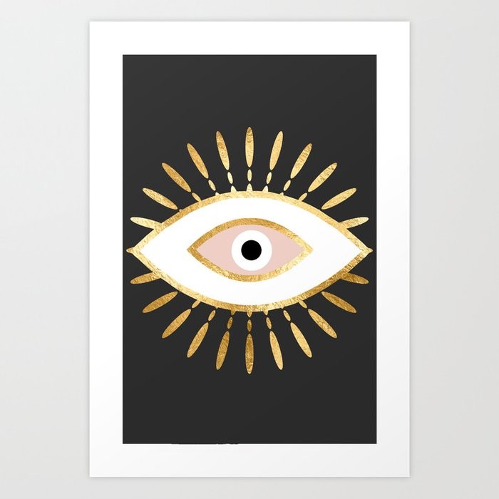 gold foil evil eye in blush Art Print | Society6