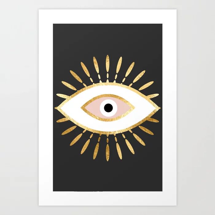 gold foil evil eye in blush Art Print | Society6