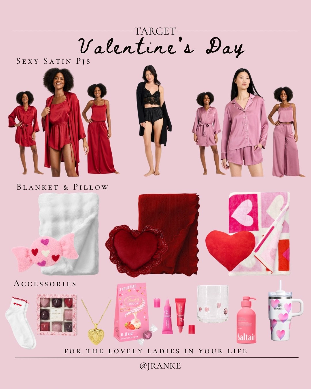 Valentine’s Day, but make it Target-coded 💕
From satin sleep sets to cozy blankets, heart-shaped goodies, and little luxe finds—this edit is for treating yourself and the lovely ladies in your life. Because love looks best when it’s comfy, cozy, and cute. 💌

#LTKfinds #TargetStyle #ValentinesDayEdit #CozyMom #GiftInspo 

#LTKmomlife #LTKselfcare #LTKGiftGuide