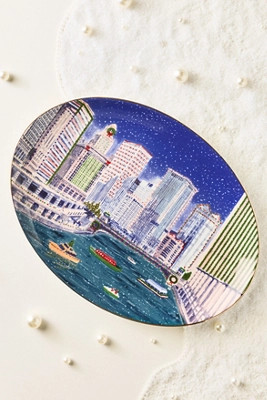 Holiday in the City Stoneware Platter | Anthropologie (US)
