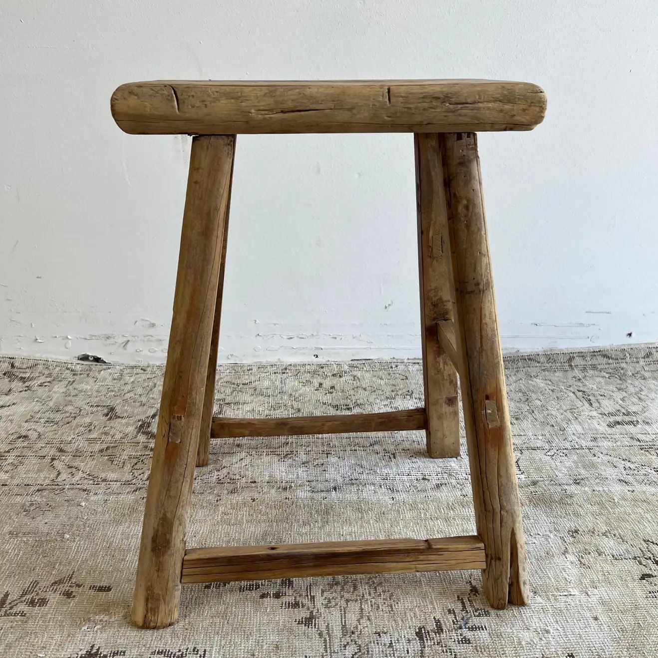 Vintage Elm Wood Stool with Pretty Patina For Sale at 1stDibs | 1stDibs