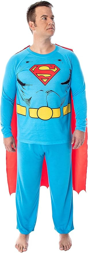 DC Comics Men's Superman Classic Superhero Costume Raglan Shirt and Pants Pajama Set with Detacha... | Amazon (US)