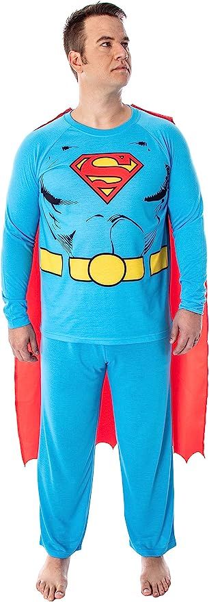 DC Comics Men's Superman Classic Superhero Costume Raglan Shirt and Pants Pajama Set with Detacha... | Amazon (US)