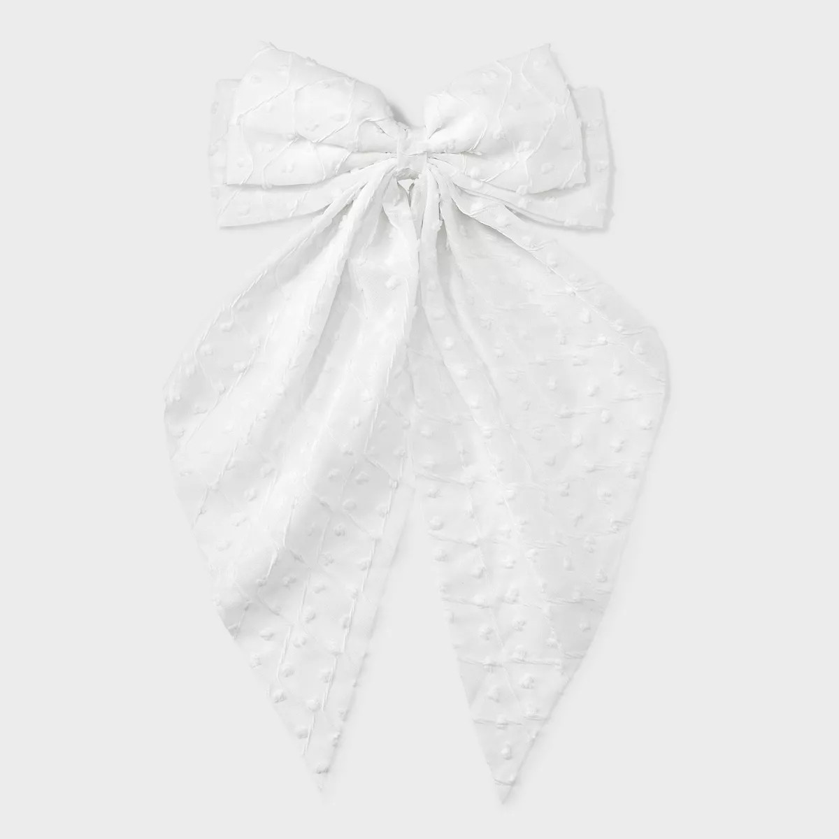 Swiss Dot Bow Hair Barrette - A New Day™ White: Polka Dot Classic Pattern, Recycled Polyester | Target