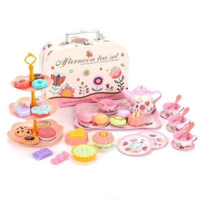 JuzToys Tea Set for Little Girls, Princess Tea Time Toys Playset, Teapot Dishes Dessert & Carrying Case, Pretend Playset for Kids | Target