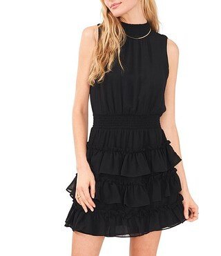 1. STATE Smocked Mock Neck Sleeveless Ruffle Tiered Mini Dress | Dillard's | Dillard's