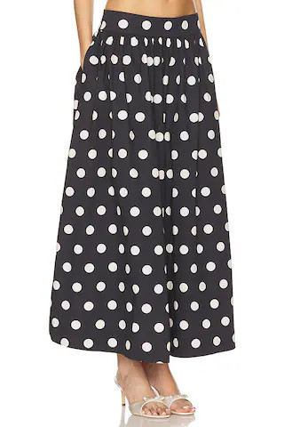 Deven Midi Skirt in Black Polka Dot | Revolve Clothing (Global)