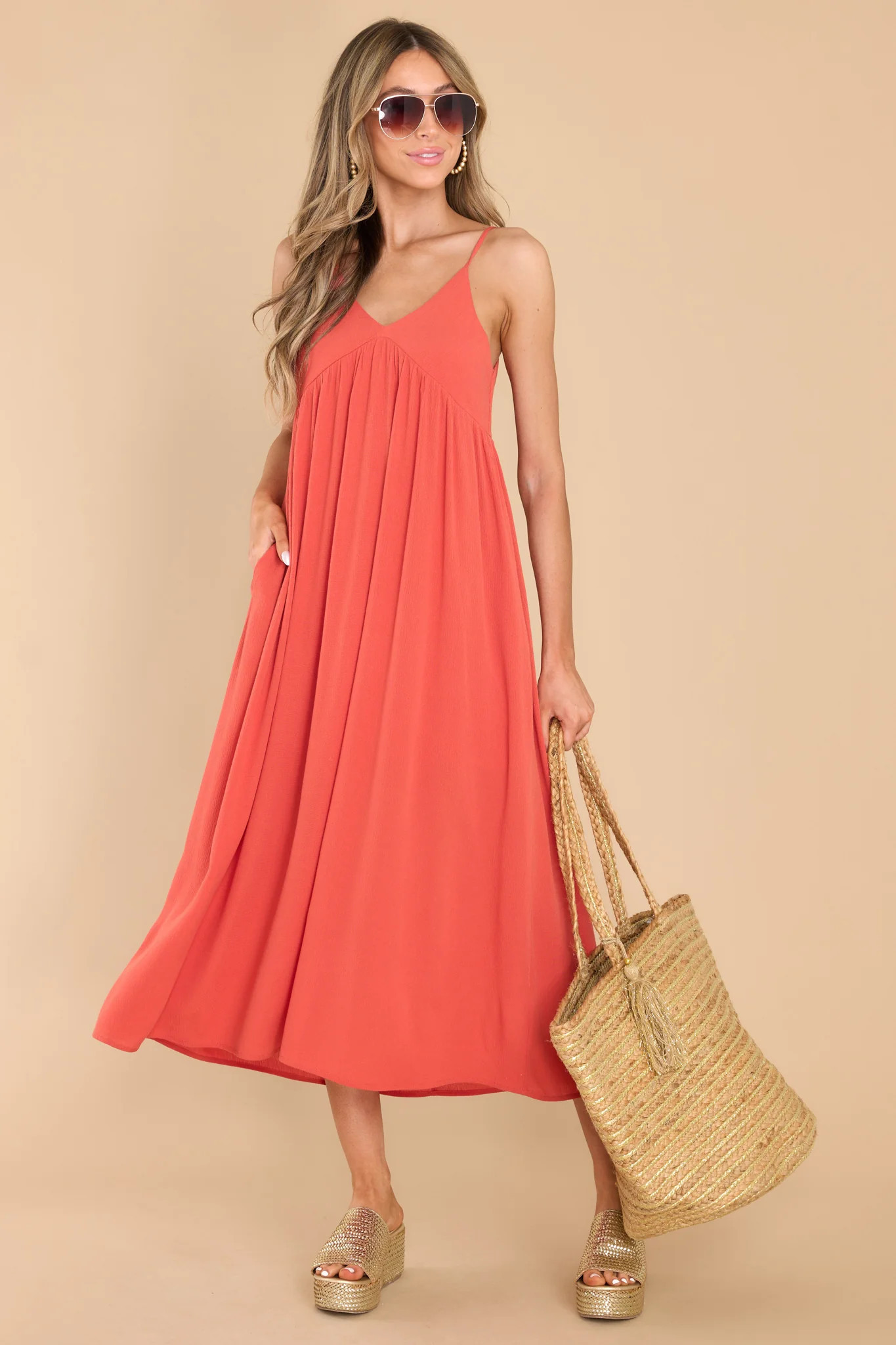 Dear To Me Burnt Orange Midi Dress | Red Dress 