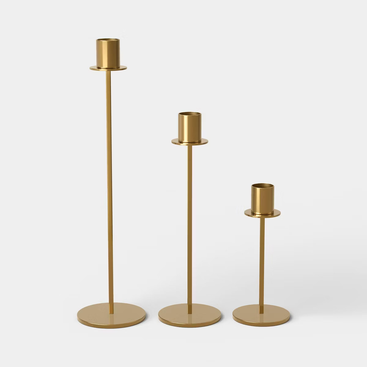 Set of 3 Minimal Gold Metal Taper Candle Holders - Threshold™ | Target