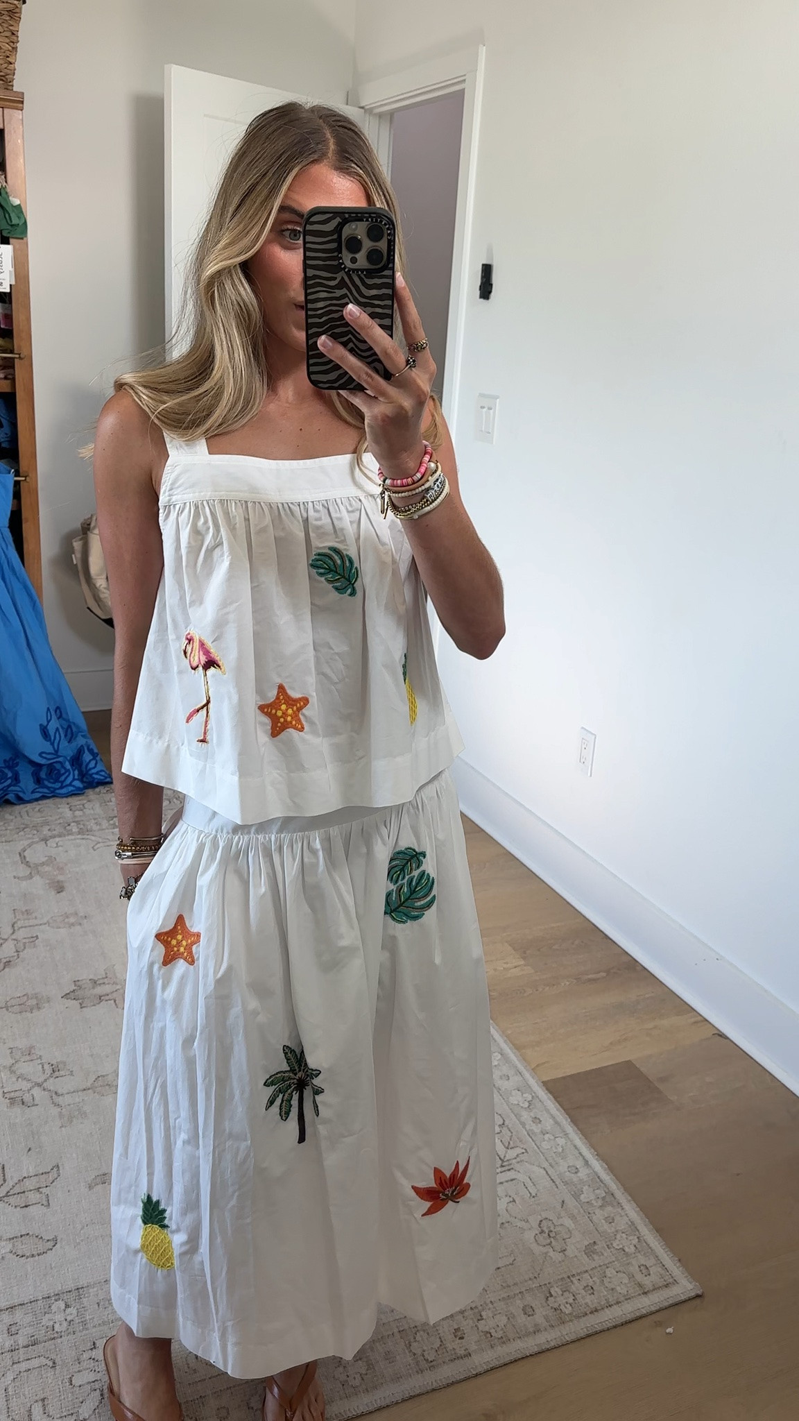 Walmart size xs. Quiet luxury and sun-soaked ease, Free Assembly's Embroidered Square Neck Top channels endless summer spirit with playful resort-ready embroidery, a slightly cropped length and a trendy square neckline. Crafted in crisp, cotton poplin this lightweight popover pairs with our Embroidered Drop Waist Maxi Skirt. Go ahead dial up the island charm! A stylish nod to vintage resort wear, Free Assembly's Embroidered Skirt gives us total retro vibes. Crafted from crisp cotton poplin, this skirt is elevated by playful, vibrant tropical embroidery—including palm trees and lush botanical leaves—giving it a curated, boutique feel. The flattering drop-waist silhouette releases into a breezy A-line skirt for a classic look. Only at Walmart.

#LTKootd #LTKSeasonal #LTKdayinmylife