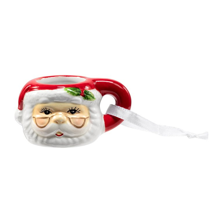 Mr. Christmas Miniature Santa Mug Hanging Ornament Decoration, Red, 1.45" | Walmart (US)