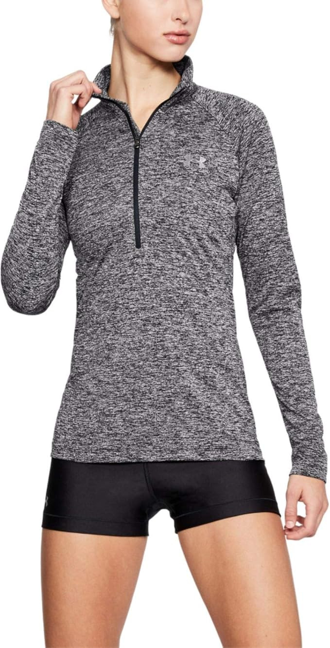 Under Armour Women's Tech Twist ½ Zip Long-Sleeve Pullover , Black (001)/Metallic Silver , Small | Amazon (US)