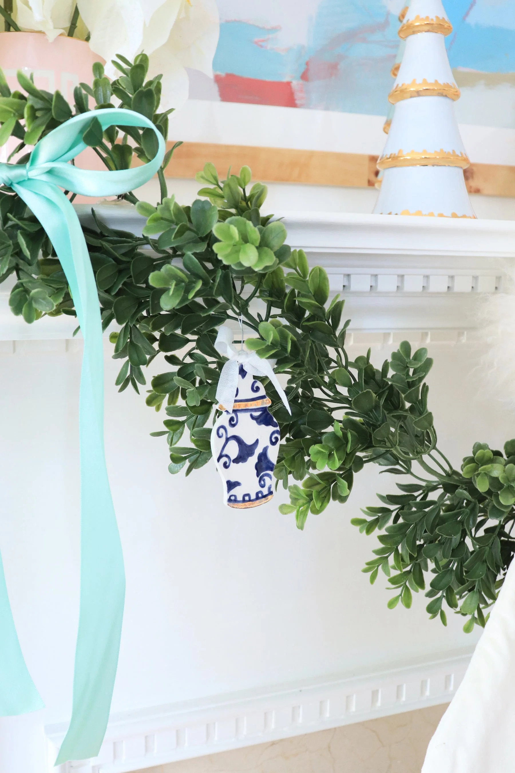 Hydrangea Blue Tiered Christmas Trees with 22K Gold Brushstroke Accent | Ruby Clay Company