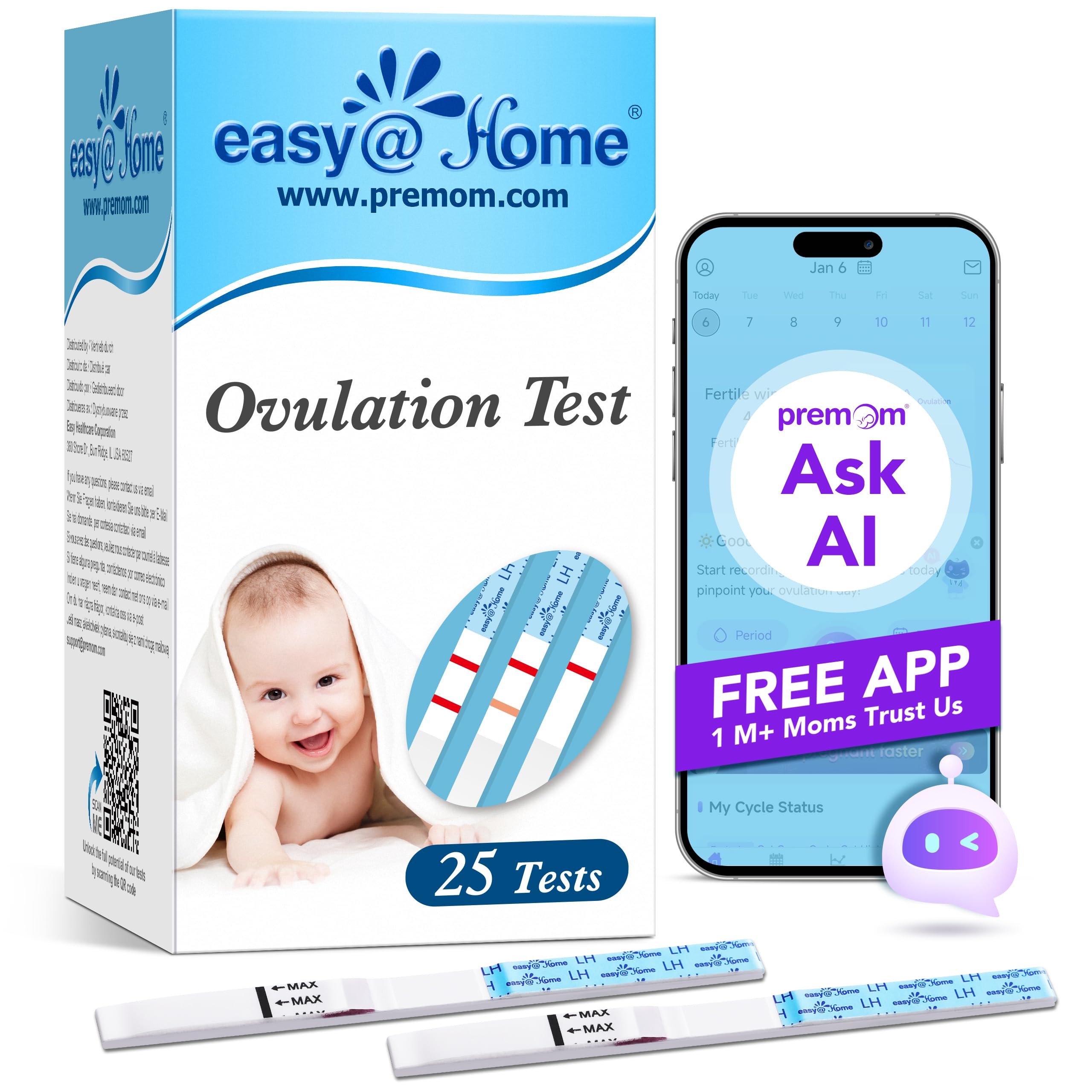 Easy@Home Ovulation Test Strips, 25 Pack Fertility Tests, Ovulation Predictor Kit, Powered by Pre... | Amazon (US)