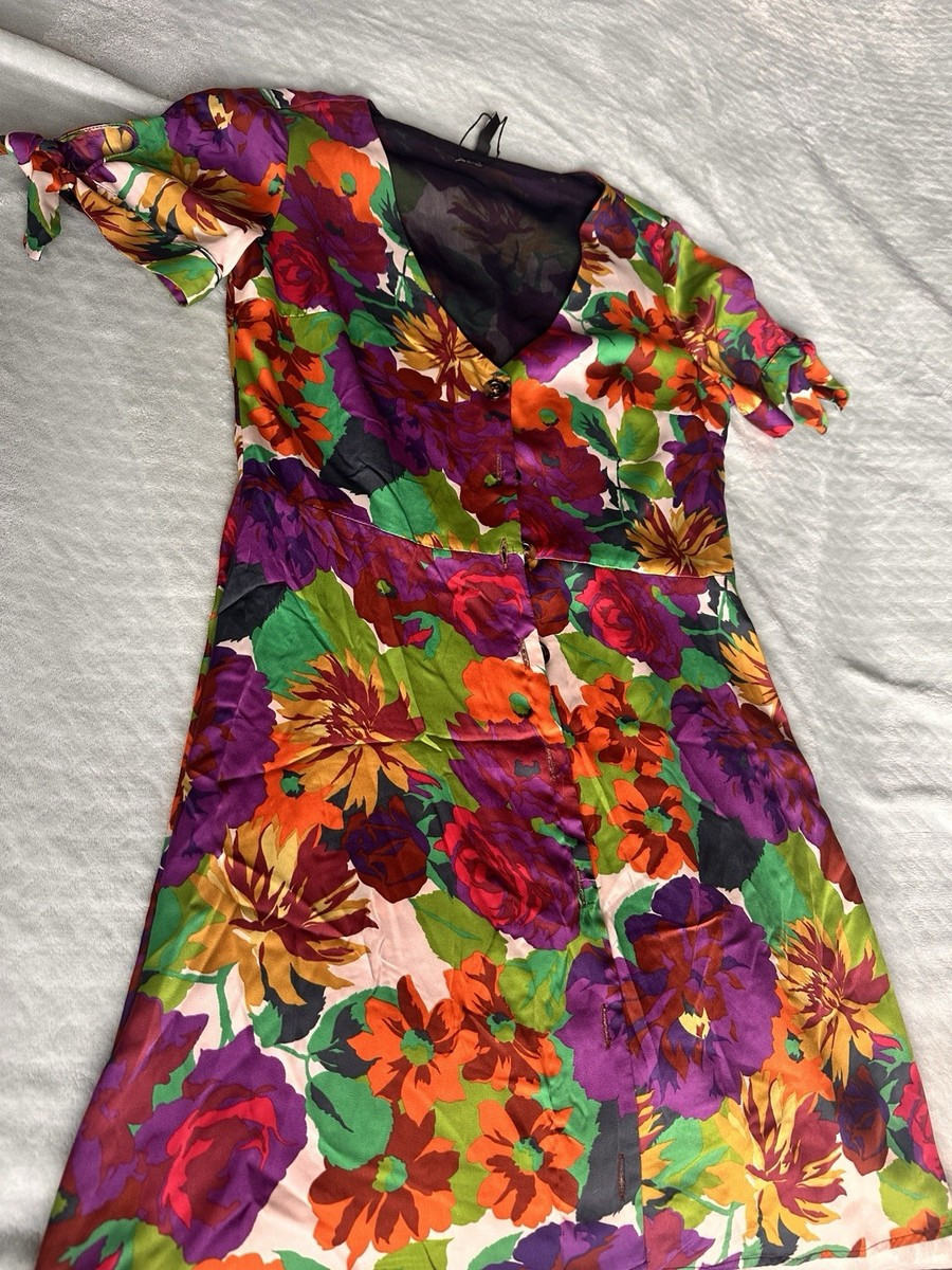 Floral Woman Dress Size Medium Short Sleeve | eBay US