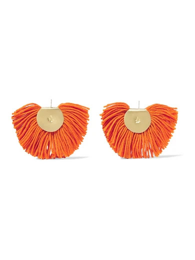 Katerina Makriyianni - Fan Fringed Gold-tone Earrings - Orange | NET-A-PORTER (US)