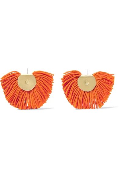 Katerina Makriyianni - Fan Fringed Gold-tone Earrings - Orange | NET-A-PORTER (US)