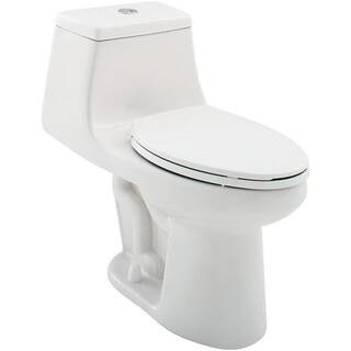 1-piece 1.1 GPF/1.6 GPF High Efficiency Dual Flush Elongated Toilet in White Slow-Close, Seat Inc... | The Home Depot