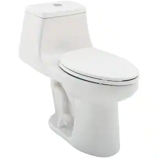 Glacier Bay 1-Piece 1.1 GPF/1.6 GPF High Efficiency Dual Flush Elongated All-in-One Toilet in Whi... | The Home Depot
