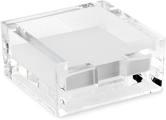 Huang Acrylic Crystal Clear Block 3x3 Sticky Note Pad Holder | Sticky Pad Holder for Office, Dorm... | Amazon (US)