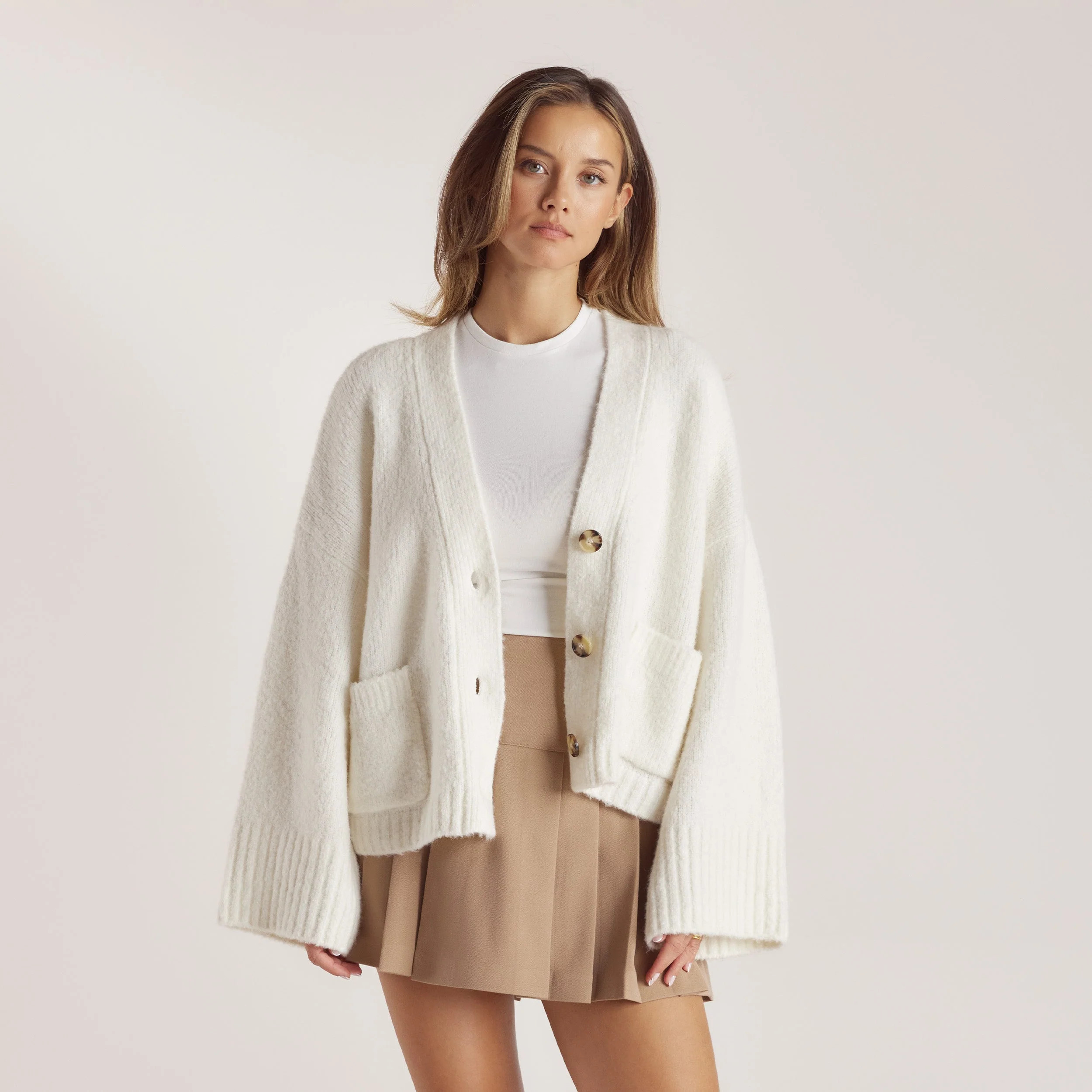 Oversized Cardigan - Creme | Lounge UK