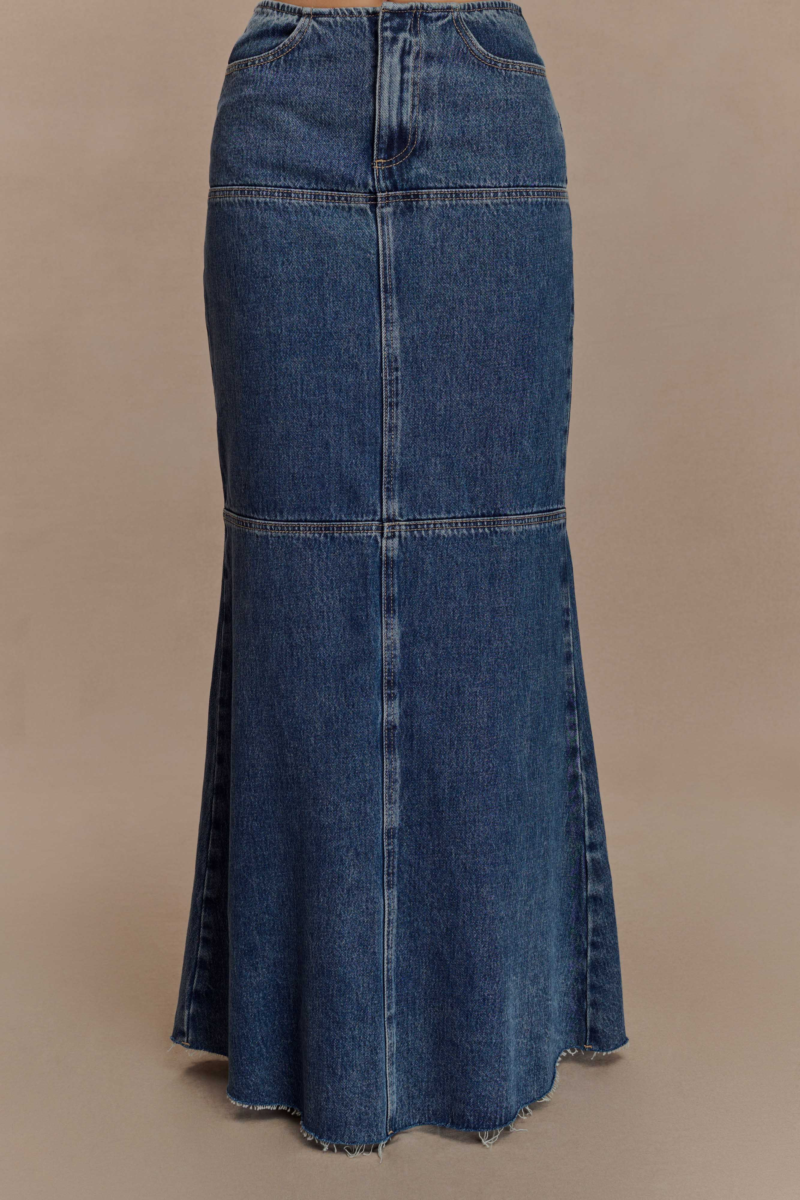 Loretta Denim Maxi Skirt - Washed Dark Blue | Meshki (APAC)