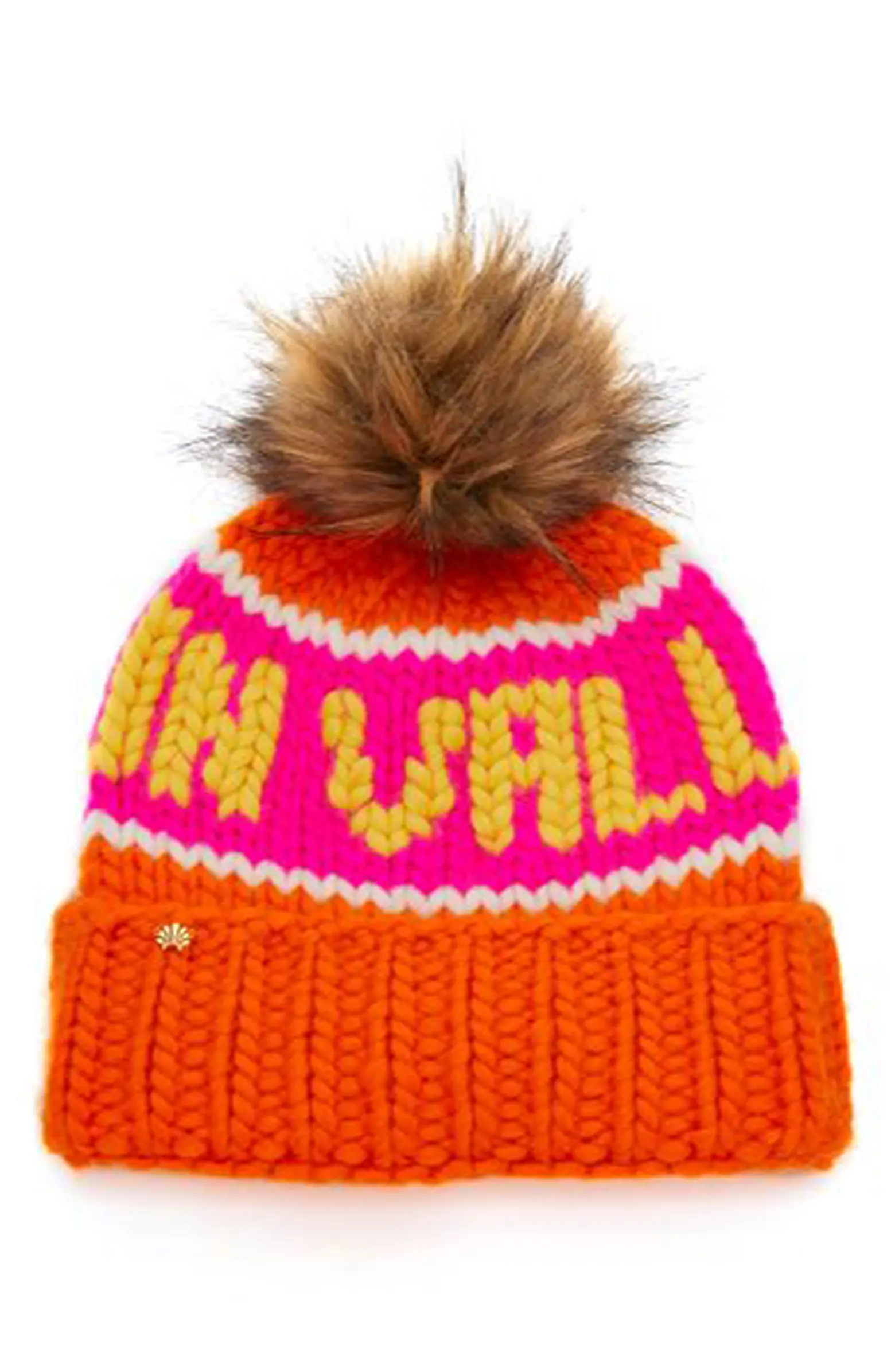 Sun Valley Faux Fur Pompom Merino Wool Beanie | Nordstrom
